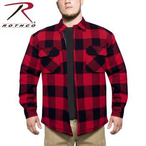 Buffalo Plaid Quilted Lined Jacket - Red