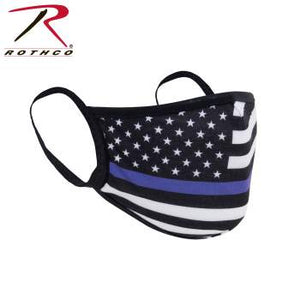 Thin Blue Line Flag Reusable 3-Layer Polyester Face Mask