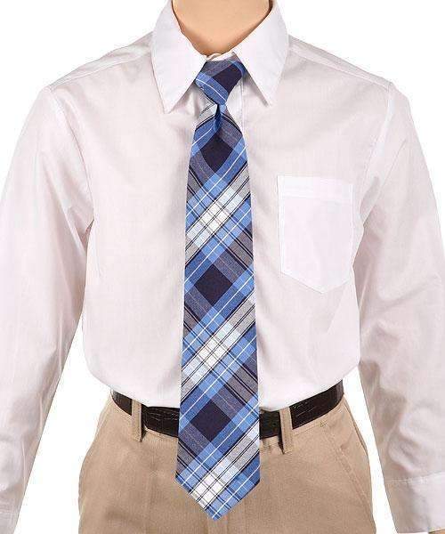 12in Junior Tie Plaid 76 Blue/White Clear Blue Plaid Ready-Made