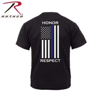 Honor and Respect 2-Sided Thin Blue Line Flag T-Shirt - Black