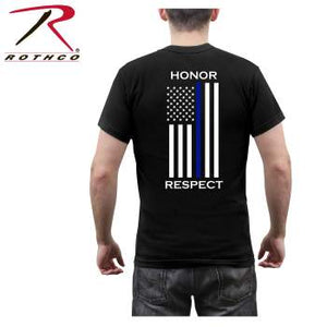 Honor and Respect 2-Sided Thin Blue Line Flag T-Shirt - Black