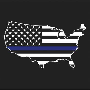 Thin Blue Line America Map T-Shirt