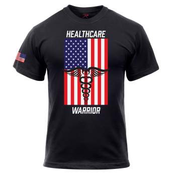 Healthcare Warrior US Flag T-Shirt - Black