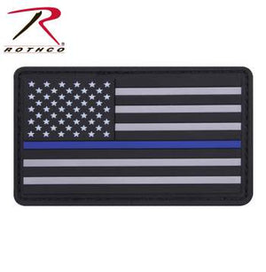 PVC Thin Blue Line Flag Patch - Hook Back