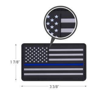 PVC Thin Blue Line Flag Patch - Hook Back