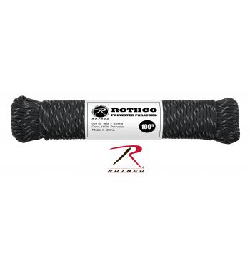 Polyester Paracord - Black with Reflective Tracers