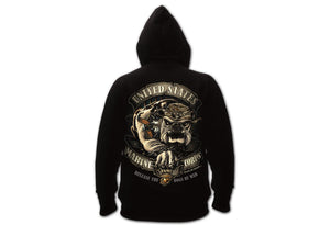 Black Ink U.S.M.C. Bulldog Hooded Pullover Sweatshirt