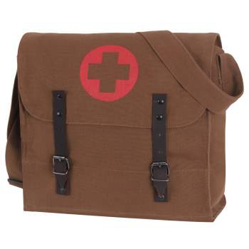 Vintage Medic Canvas Bag With Cross