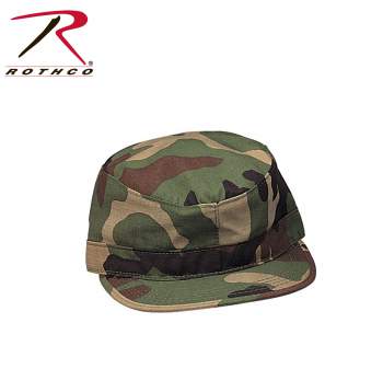 Kids Military Fatigue Cap - Woodland Camo