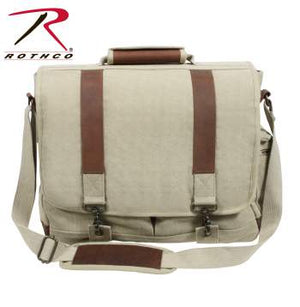 Vintage Canvas Pathfinder Laptop Bag With Leather Accents