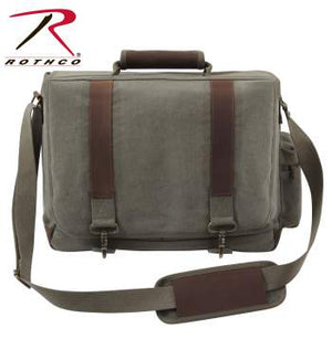 Vintage Canvas Pathfinder Laptop Bag With Leather Accents