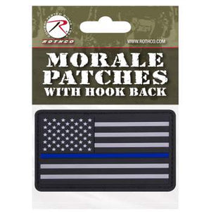 PVC Thin Blue Line Flag Patch - Hook Back