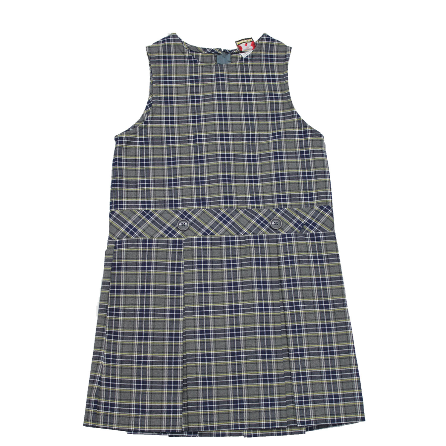 Girls High-Neck Pleated Plaid Jumper