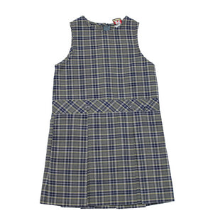 Girls High-Neck Pleated Plaid Jumper