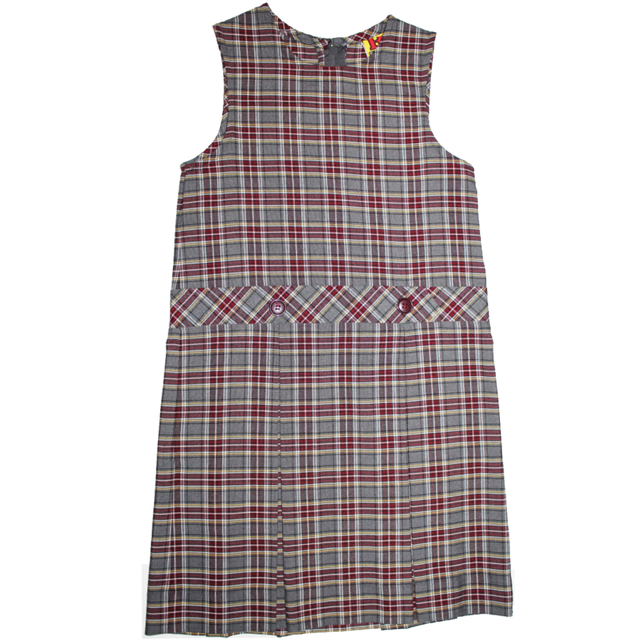 Girls High-Neck Pleated Plaid Jumper