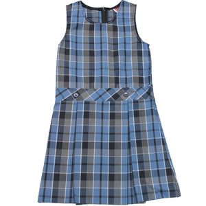 Girls High-Neck Pleated Plaid Jumper