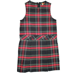 Girls High-Neck Pleated Plaid Jumper