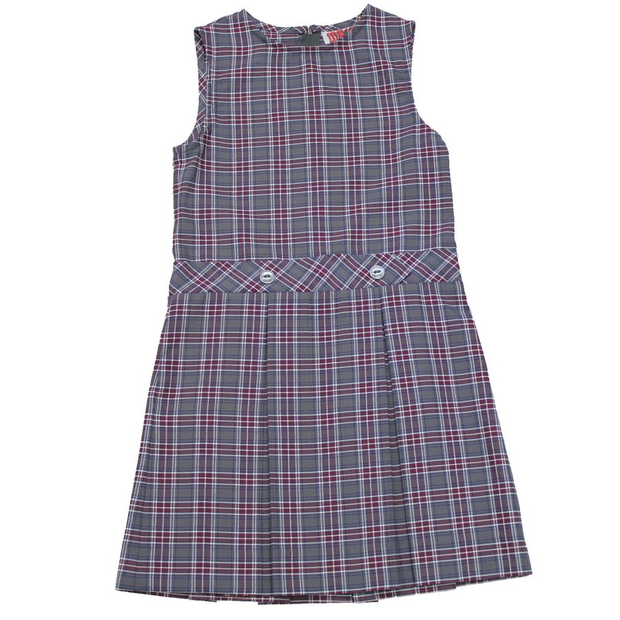 Girls High-Neck Pleated Plaid Jumper