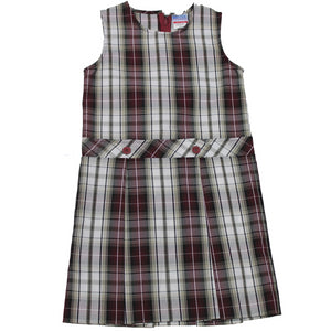 Girls High-Neck Pleated Plaid Jumper