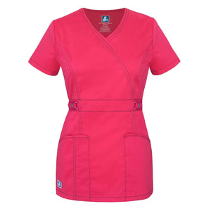  Adar - uniforms Medical Uniform Tops uniforms online Adar Pop-Stretch Junior Fit Crossover Adjustable-Tab Top - SchoolUniforms.com