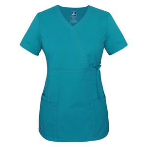  Adar - uniforms Medical Uniform Tops uniforms online ADAR Pop-Stretch Junior Fit Mock Wrap Tie Top - SchoolUniforms.com