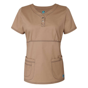  Adar - uniforms Medical Uniform Tops uniforms online Adar Pop-Stretch Junior Fit Taskwear Empire Henley Top - SchoolUniforms.com