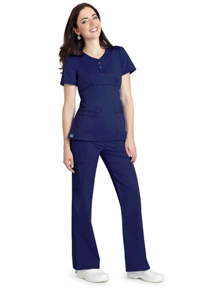  Adar - uniforms Medical Uniform Tops uniforms online Adar Pop-Stretch Junior Fit Taskwear Empire Henley Top - SchoolUniforms.com