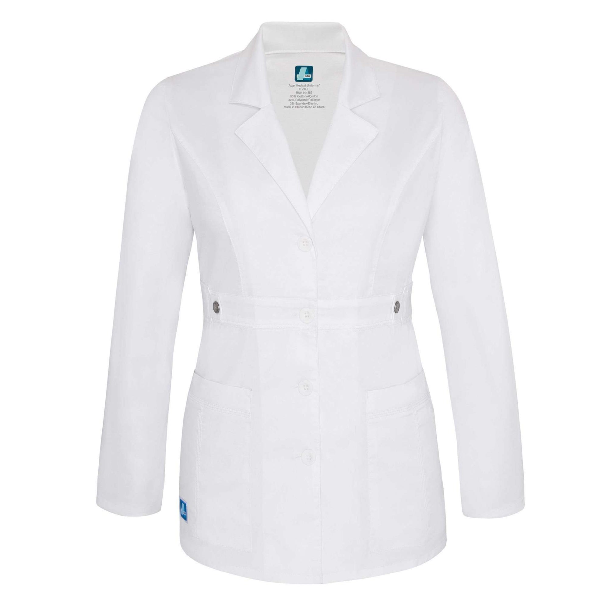  Adar - uniforms Medical Uniform Lab Coats uniforms online Adar Pop-Stretch Junior Fit Womens 28" Tab-Waist Lab Coat - SchoolUniforms.com