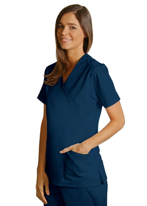  Adar - uniforms Medical Uniform Tops uniforms online Adar Universal Mock Wrap Solid Trim Top - SchoolUniforms.com