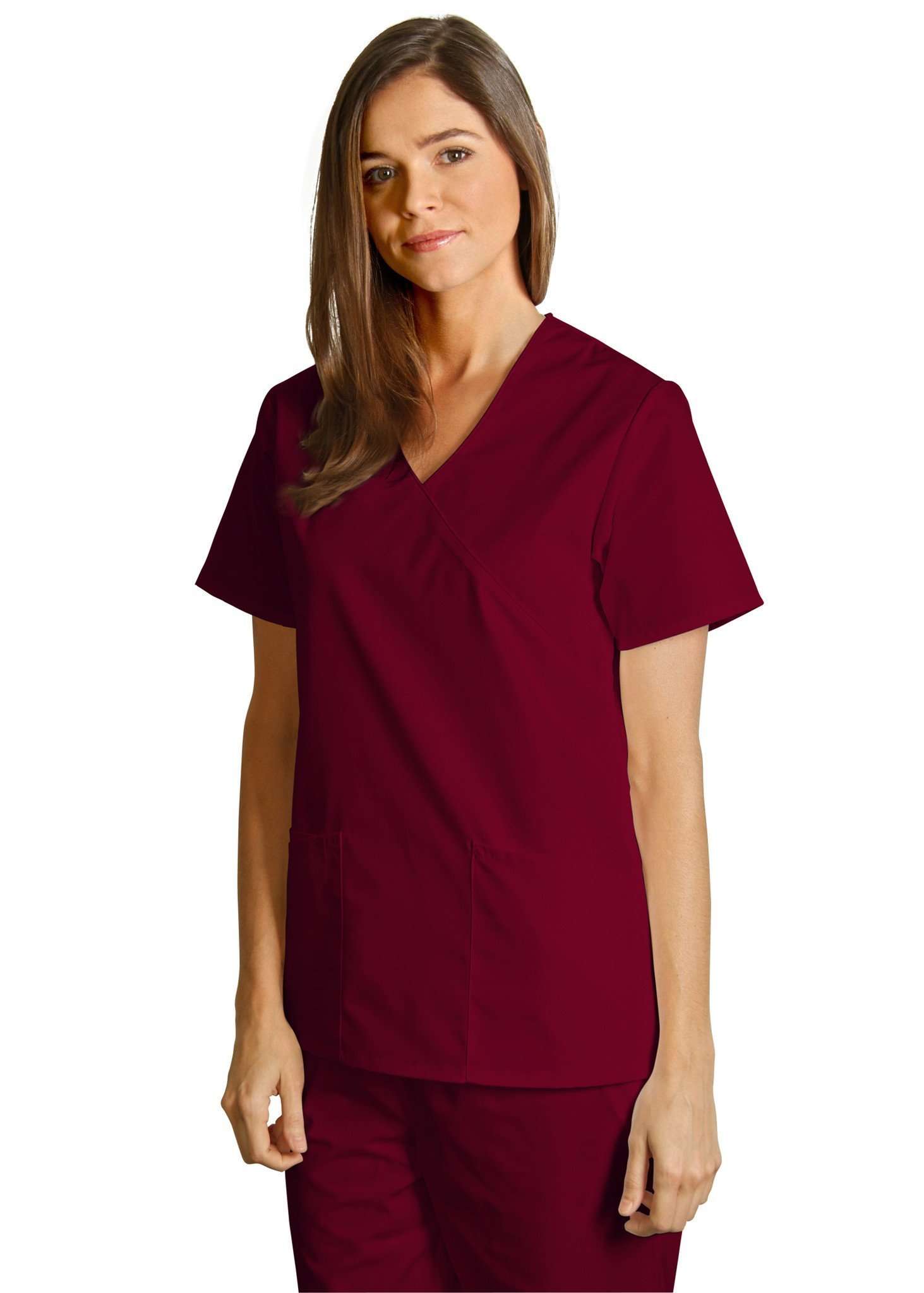  Adar - uniforms Medical Uniform Tops uniforms online Adar Universal Mock Wrap Solid Trim Top - SchoolUniforms.com