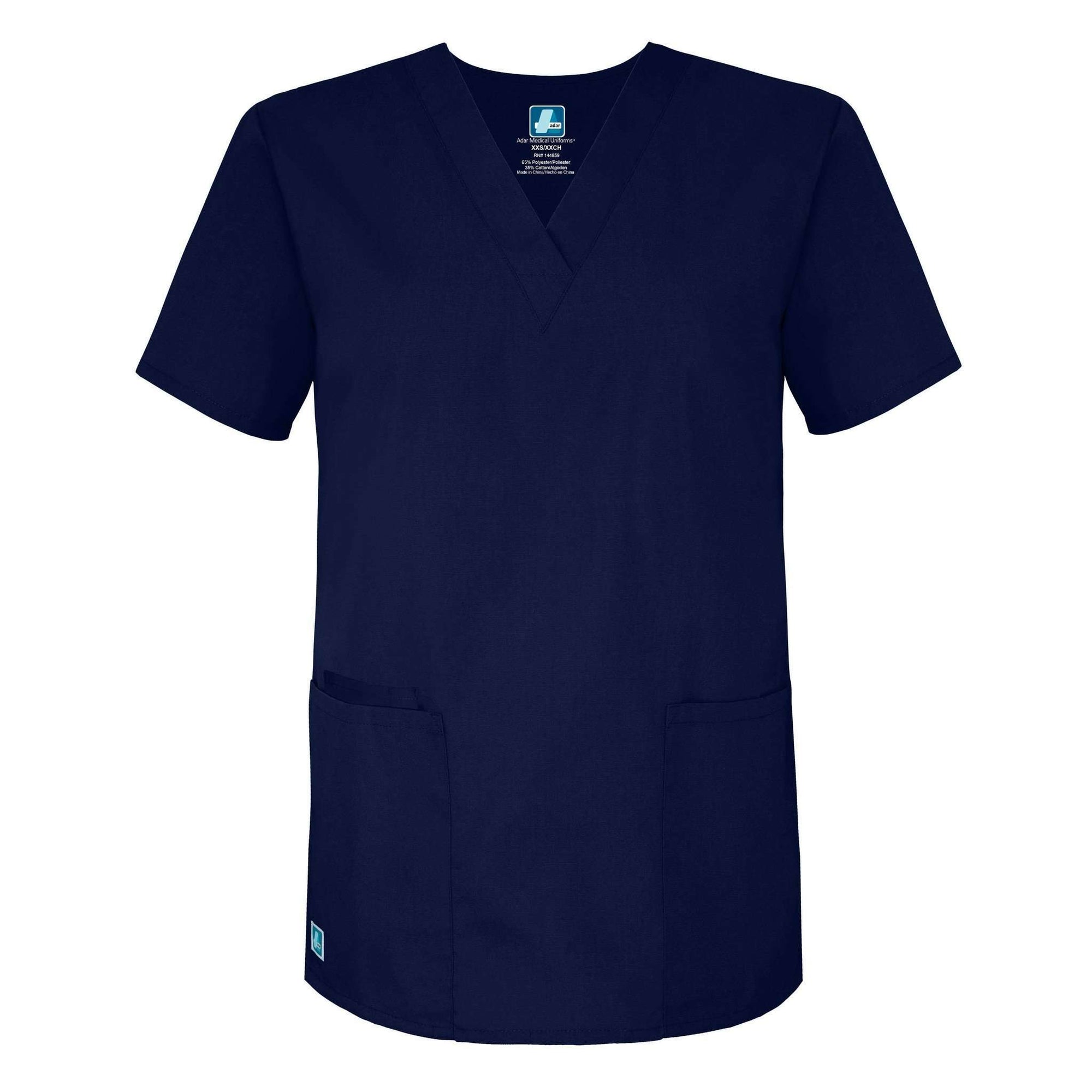  Adar - uniforms Medical Uniform Tops uniforms online Adar Universal Unisex V-Neck 2 Pocket Scrub Top Navy L - SchoolUniforms.com