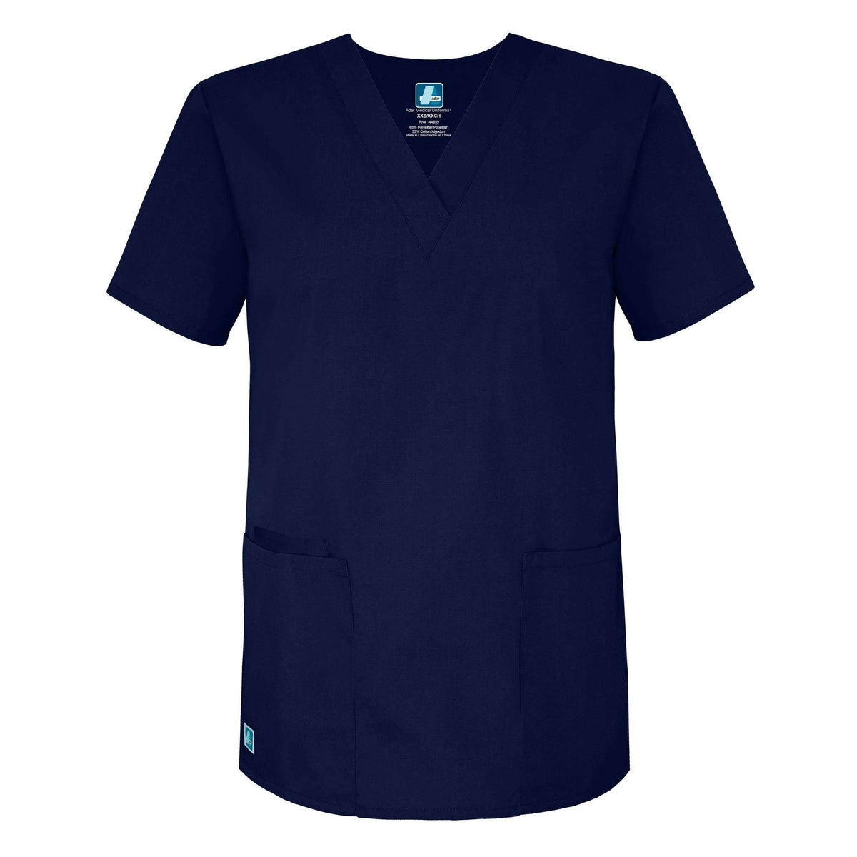  Adar - uniforms Medical Uniform Tops uniforms online Adar Universal Unisex V-Neck 2 Pocket Scrub Top Navy M - SchoolUniforms.com