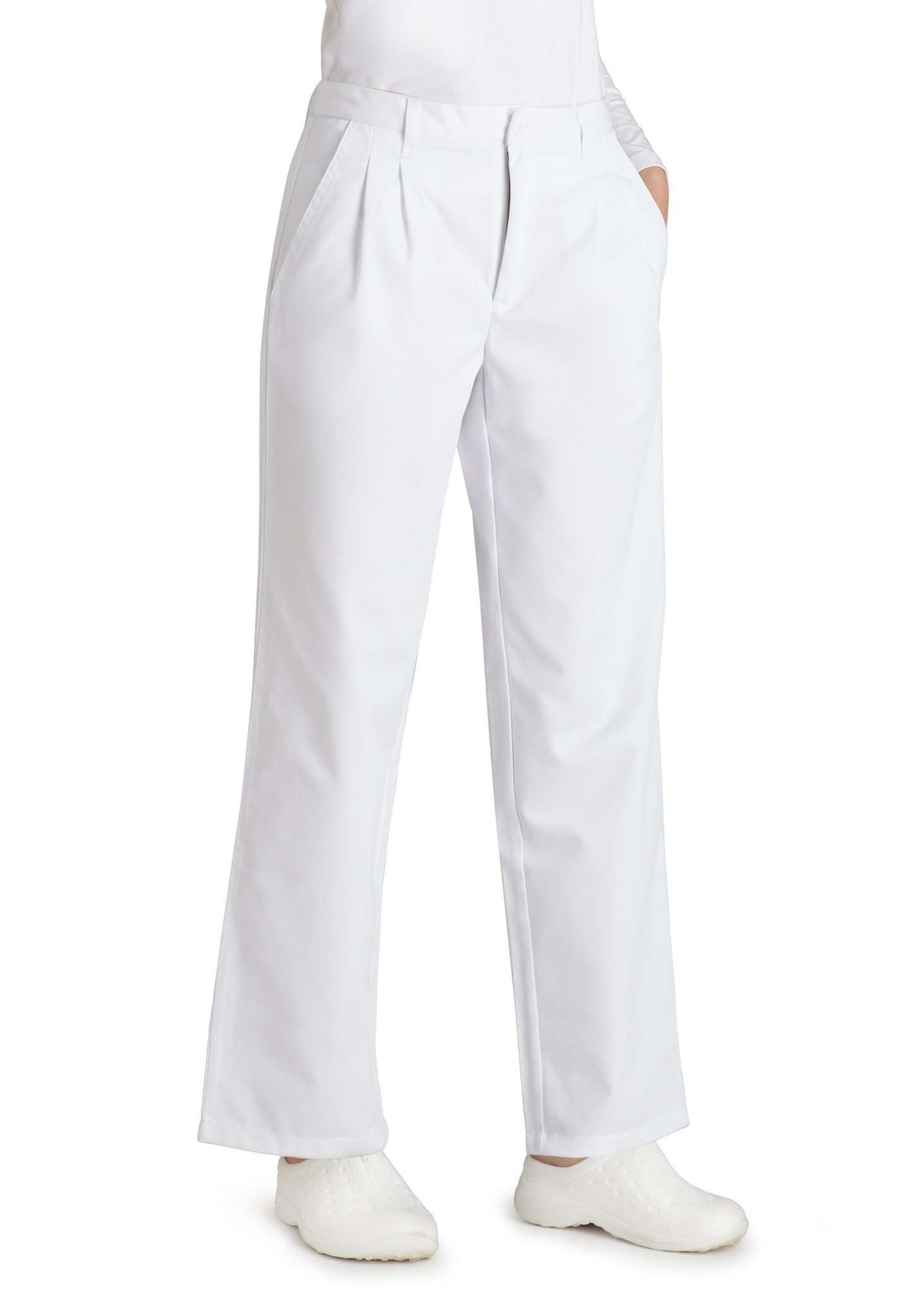  Adar - uniforms Medical Uniform Pants uniforms online Adar Universal Womens Twill Pleated Natural-Rise Tapered Leg Pants w/Waistband - SchoolUniforms.com