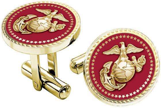  frankbeeinc - uniforms  uniforms online Marines Presidential Series Cuff Links Round Brass, 18k Gold - SchoolUniforms.com