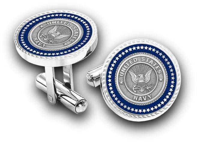  frankbeeinc - uniforms  uniforms online Navy Presidential Series Cuff Links Silver Tone (Rhodium) - SchoolUniforms.com