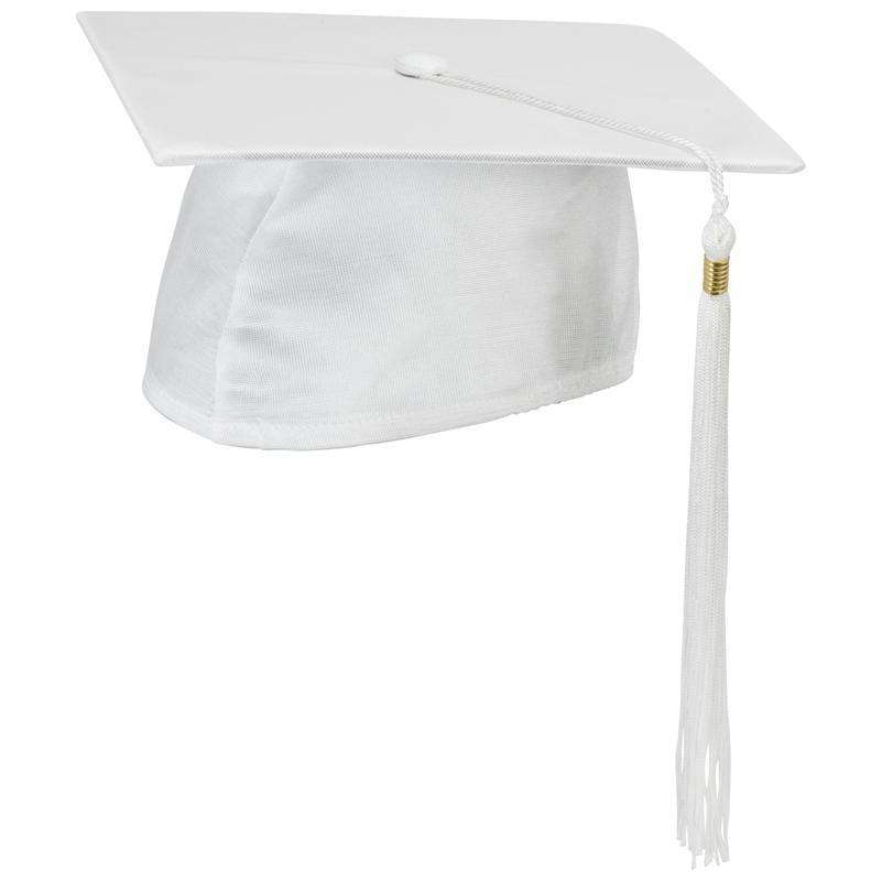  Schooluniforms.com - uniforms  uniforms online White Cap and Tassel Shiny Satin Finish - SchoolUniforms.com